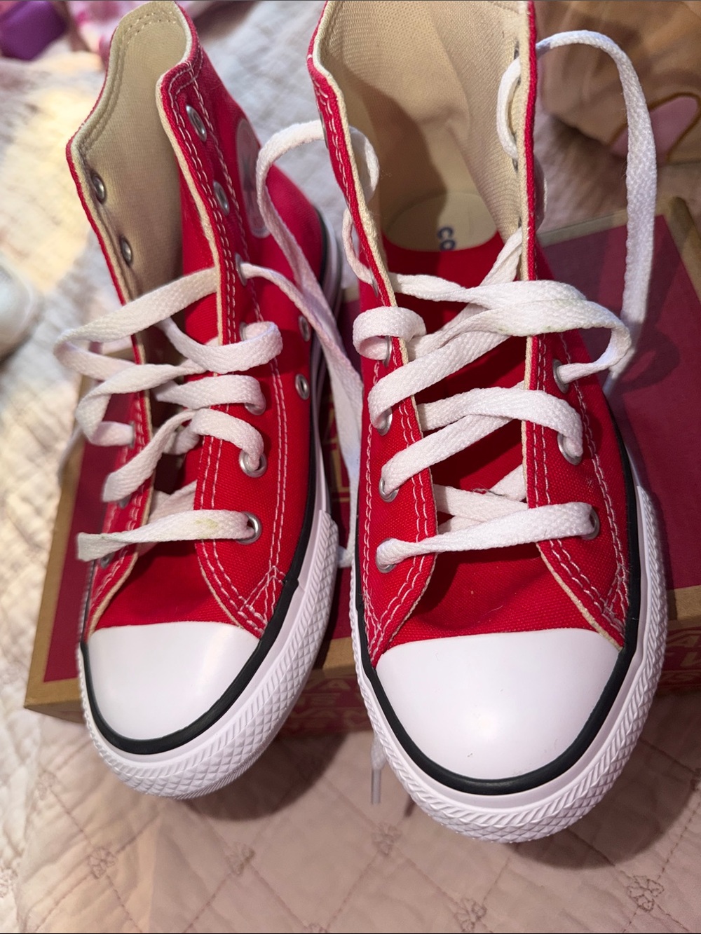Kids Red High-Top Canvas Sneakers - Classic Lace-Up